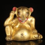 CHINESE GILT BRONZE BEAR TABLE ITEM